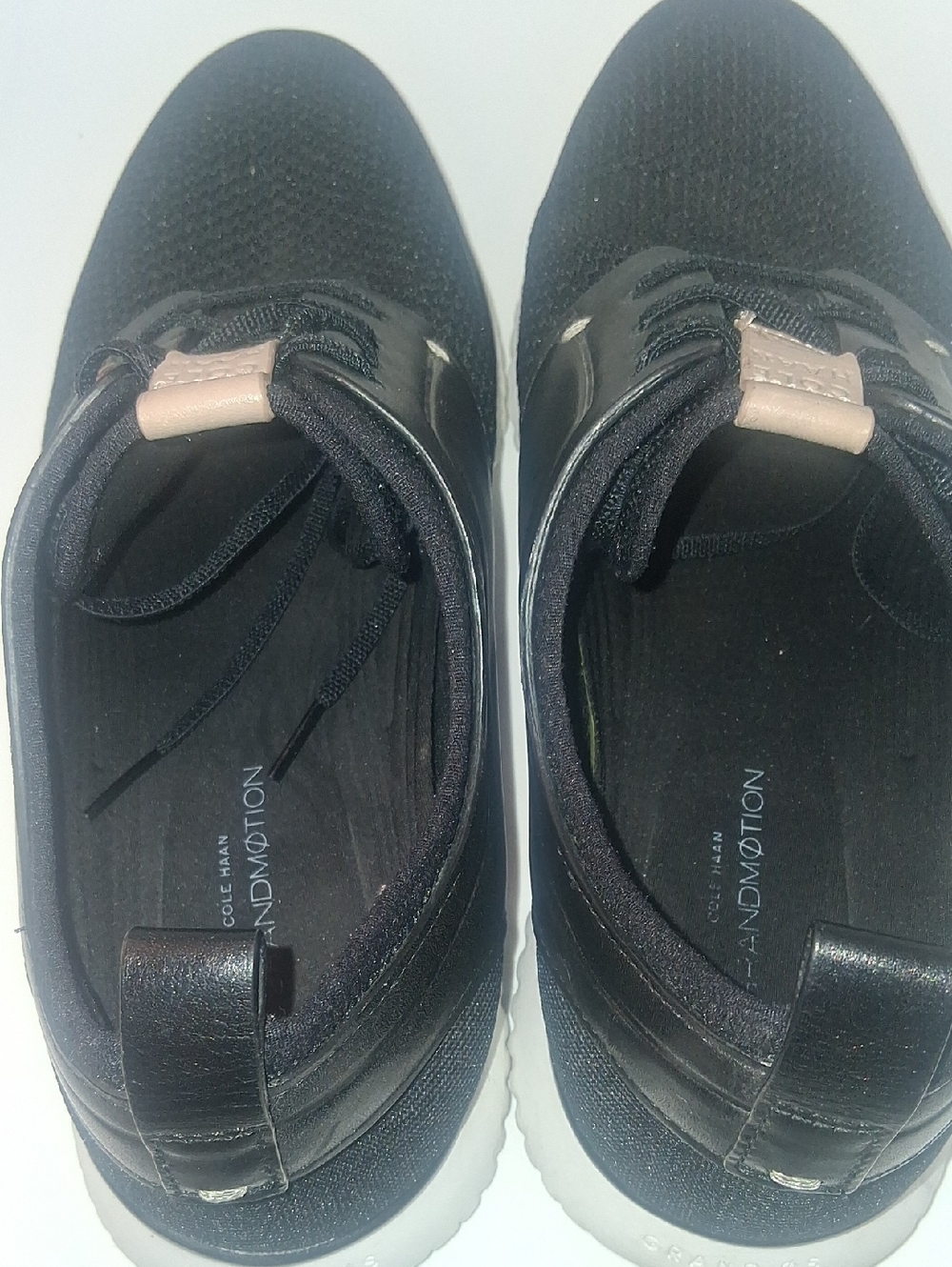 Cole Haan Black Knit Sneakers with Tan Pull Tabs - Picture 4 of 4